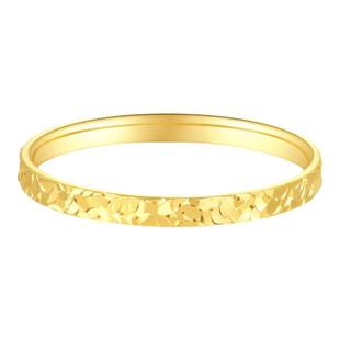 周大生18K黄金戒指女款爆闪碎碎冰指环素圈尾指送女友新年礼物