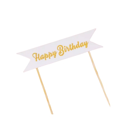 白色长条横幅happybirthday蛋糕