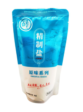 正品中盐白玉兰自然晶纯盐未加碘精制盐400g食用盐无碘盐立袋