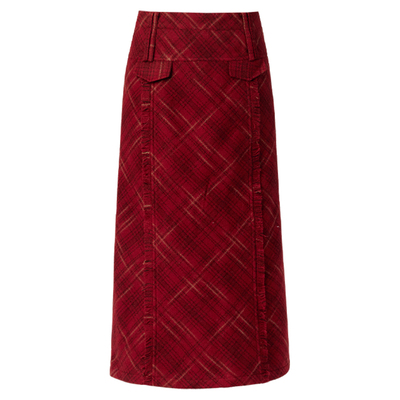 Fragileheart复古红格纹半身裙