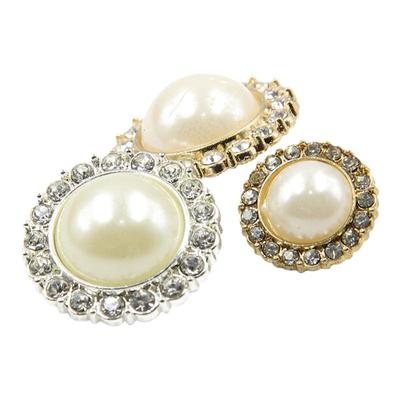 圆形金色百搭镶钻外套装饰珍珠扣