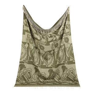 内蒙古塞上驼针织提花流苏羊毛毯披毯盖毯航空毯