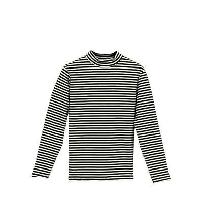 半高领条纹T恤中领长袖洋气上衣