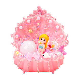 儿童diy制作奶油胶贝壳夜明珠小夜灯女孩益智手工发光玩具材料包