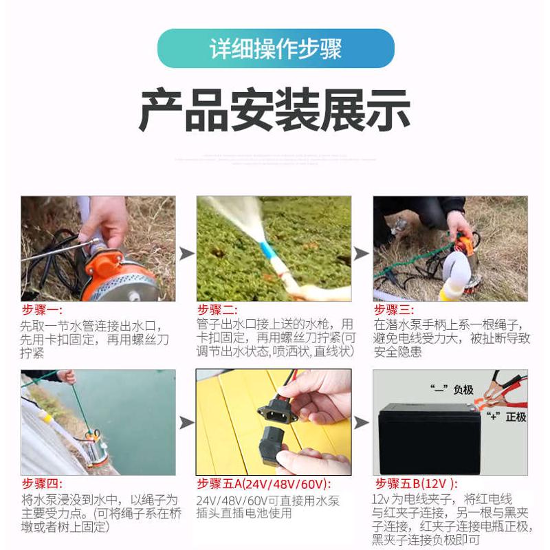 12V24V48V便携式农用浇菜水泵直流抽水机大潜水泵洗车机锂电池