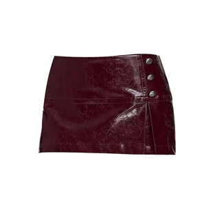 Classy girl 双色油皮不对称迷你皮裙辣妹短裙半身A字裙安全裤