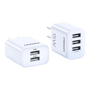 品胜三口充电器头适用苹果小米安卓插头usb多口四口三孔三合一拖三通用快充多孔数据线平板多功能3A冲电插座