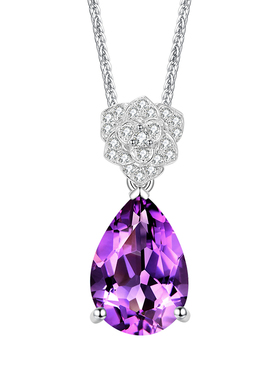 天然紫水晶项链吊坠高级送女友