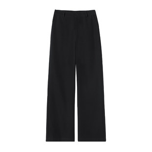 黑色通勤西装裤女2025新款冬高级感垂感显瘦加绒直筒面试职业西裤