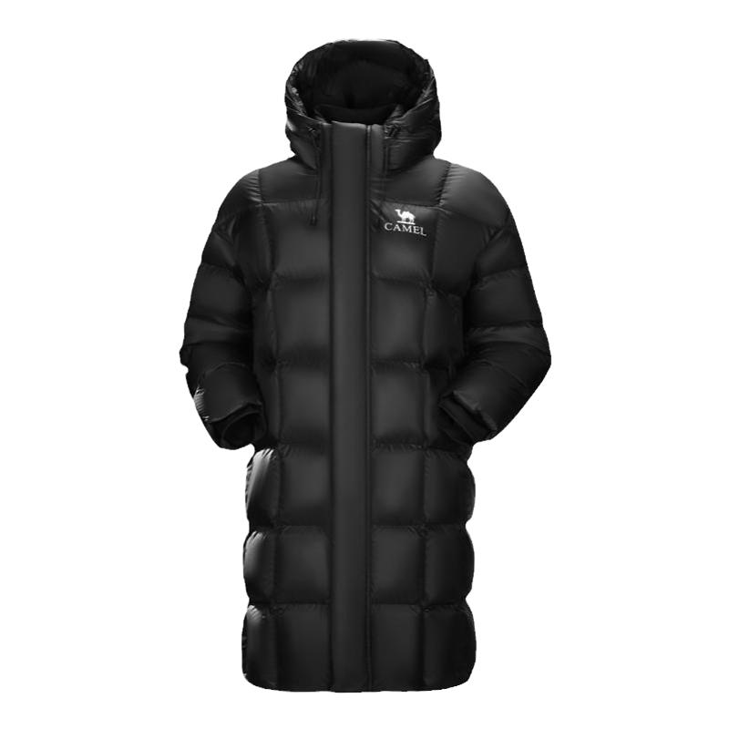 骆驼男装羽绒服男冬季长款防水户外黑色年新款时尚加厚防寒服连帽