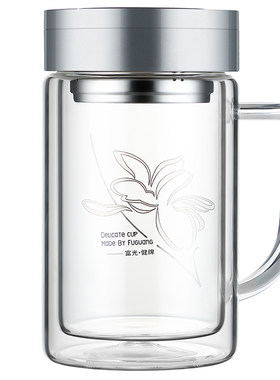 富光玻璃杯双层加厚办公泡茶保温