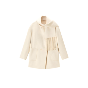 MinutePlus[Aura Drape]高定100%羊毛可拆卸围巾短款大衣58WC14