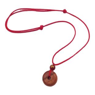 玛瑙生肖桃木平安扣吊坠挂件男女宝宝婴幼儿童岁太化马本命年项链