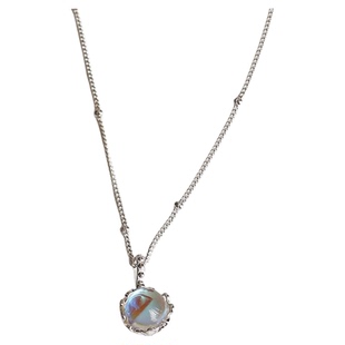 S925素银镶月光石项链锁骨链女轻奢间隔珠文艺感银套链夏日新款潮