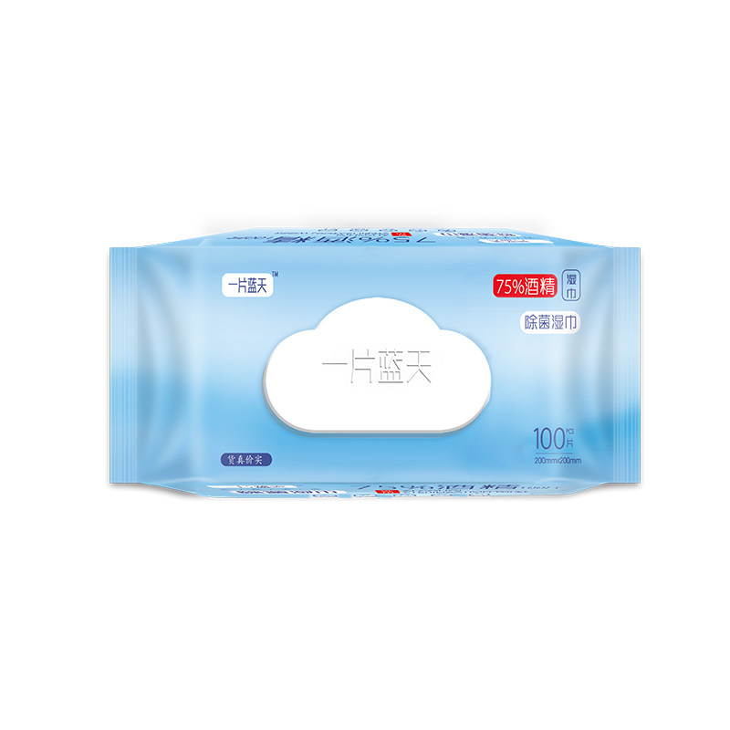 一片蓝天75%酒精消毒湿巾100抽