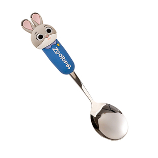 疯狂动物城不锈钢勺子食品级不锈钢儿童3岁以上宝宝吃饭专用餐勺