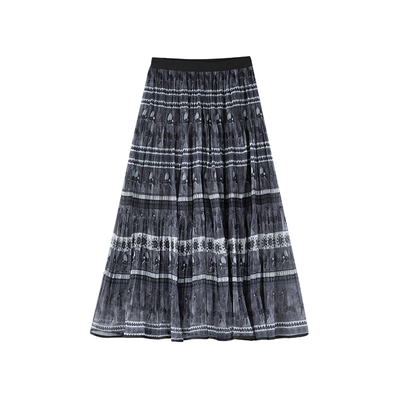 小象印花加绒a字半身裙女长裙