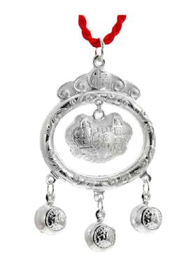 梦克拉S990足银锁长命锁吊坠  宝宝银锁包吊坠儿童平安锁足银锁包