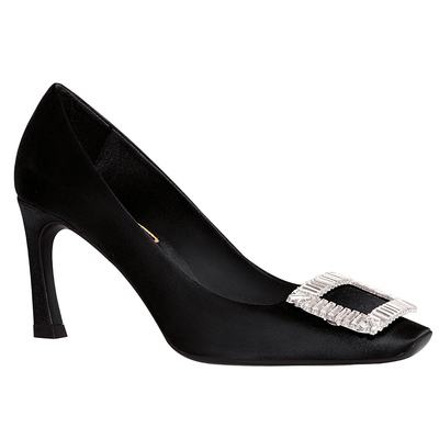 hltino欧美水钻方扣方头高跟婚鞋