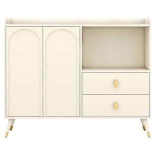 餐边柜奶油风厨房桌微波炉置物架岩板碗橱柜收纳柜现代简约茶水柜