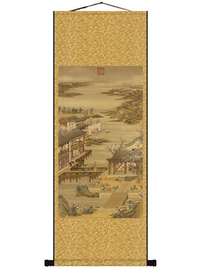 十二月令四月画芯卷轴挂画