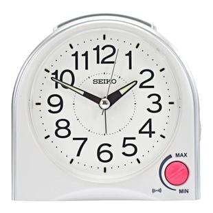 SEIKO日本精工闹钟静音简约床头儿童学生懒虫温湿度计QHE192/191