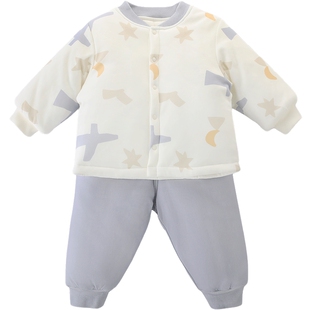 宝宝夹棉套装冬季男童加厚保暖棉袄儿童棉袄婴儿分体衣服女童棉服