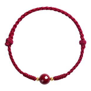 本命年红绳手链编织绳红手绳转运珠朱砂手串2026属马年吉祥佩戴物