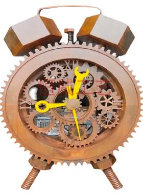 工业风机械闹钟落地酒吧金属装饰