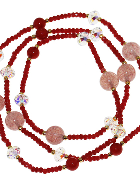 凡妮莎优雅百搭粉水晶多层手链