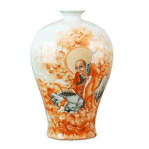 景德镇陶瓷器仿古手绘粉彩花瓶摆件家居客厅插花玄关装饰品梅瓶
