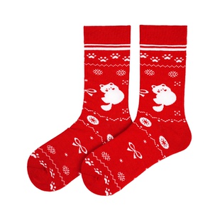 【新年好运袜】Walki踩点节日情绪中筒女袜大童袜-暖运时光 红袜
