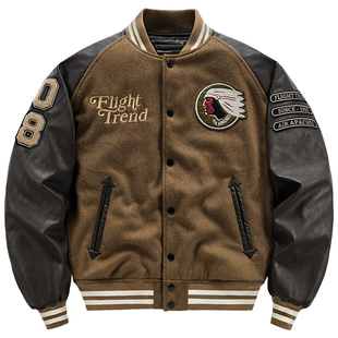 VIP棒球服男冬季加厚棉衣美式复古羊毛呢外套vibe风飞行夹克ins潮