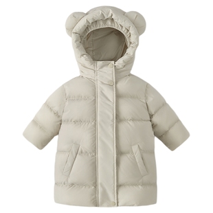 [三防抑菌锁温]儿童羽绒服中长款男小童冬季加厚红色女童新年外套