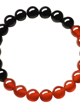 天然黑曜石手串玛瑙转运珠手链男