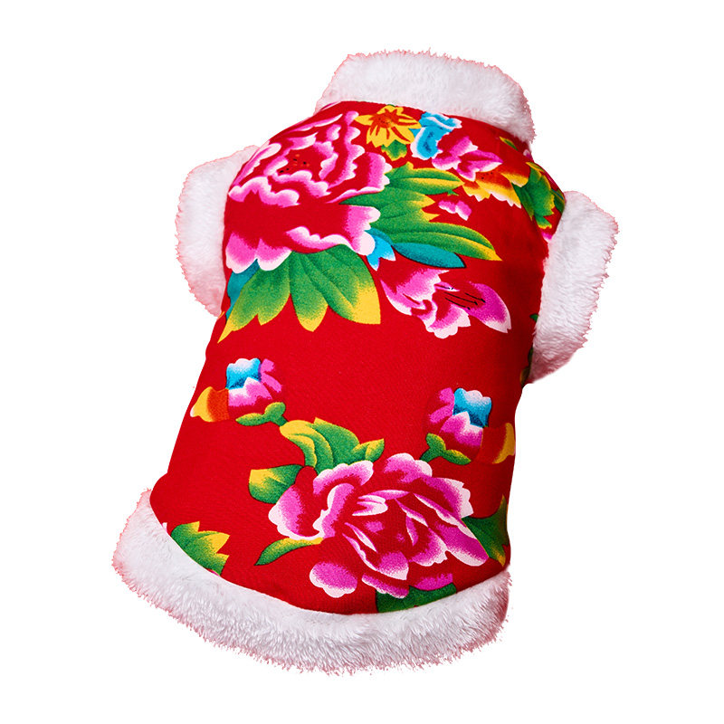 猫咪衣服秋冬款东北大花袄新年装猫宠物服装/雨衣（新