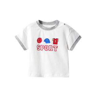 宝宝短袖t恤白色儿童夏季上衣薄款纯棉a类全棉男童女夏装2026新款