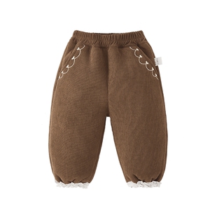女童加绒裤冬季宝宝休闲裤冬款保暖小童秋冬棉裤三岁儿童冬装裤子