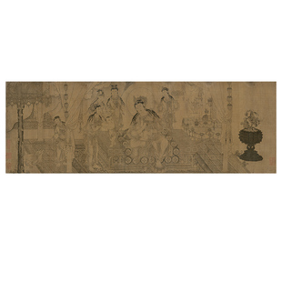 元王振鹏 姨母育佛图 仿古画工笔人物画高清复制临摹手稿装饰画芯