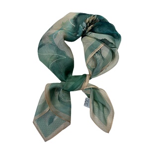 植染薯莨纱丨烟雨映荷100%桑蚕丝杭州丝绸真丝方巾春丝巾洋气时尚