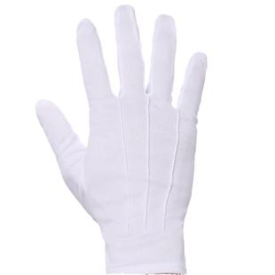 三筋白色手套薄礼仪涤纶工作接待阅兵珠宝盘玩表演劳保盘珠文手套