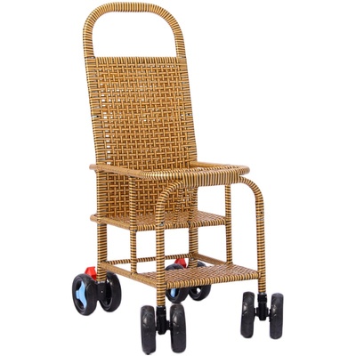 轻便藤编加高护栏小孩婴儿推车