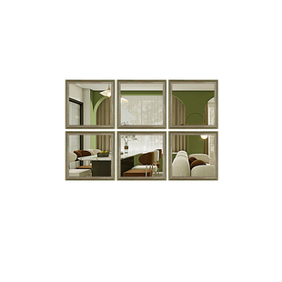 法式奶油风组合镜家用餐厅墙面装饰镜子客厅沙发背景墙装饰格子镜