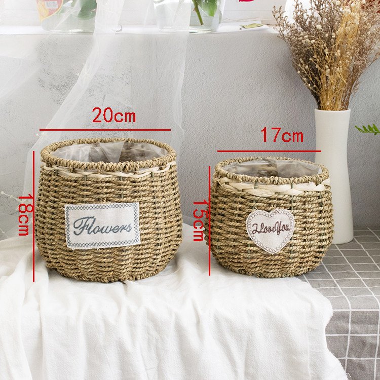 藤编花篮草编花盆花框编织竹编插花多肉绿萝柳编壁挂手提客厅摆件