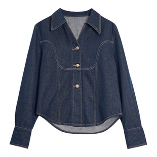 利达 NEW DADADA【复古金扣牛仔】牛仔衬衫女高级感轻奢减龄洋气