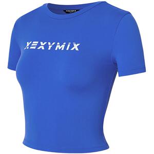 xexymix杰克茜韩国进口女印花运动T恤短袖修身瑜伽健身训练上衣