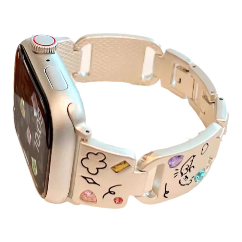 适用vivowatchgt手表iqoo watchgt表带爱酷watch3金属彩钻钢带iQOO智能vivo女款快拆watch2/1创意高级感腕带
