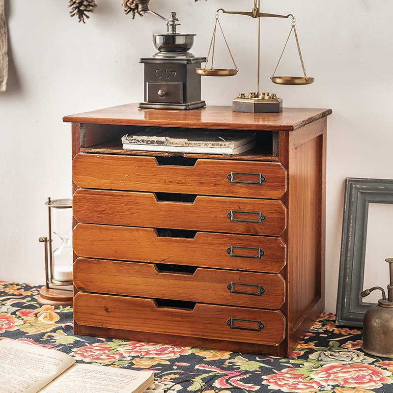 木质抽屉置物架办公室桌面收纳盒书桌a4档案手账整理盒工位文件柜