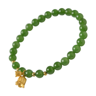 和田玉手串女925银铃兰花晴水羊脂玉碧玉散珠玉石珠子和田玉手链