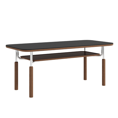 中古风实木岩板餐桌组合